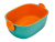 Дуршлаг с миской 2 в 1 овальный, пластиковый, 2.5 л, бирюзовый/оранжевый