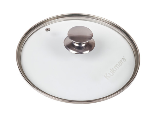 Стеклянная крышка 22 см с ручкой из нержавеющей стали, Kukmara, с22т112