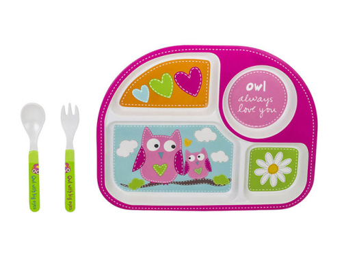 Набор детской бамбуковой посуды для кормления "Совушка", 3 предмета