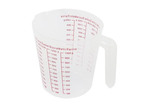 Мерный стакан для сыпучих продуктов с носиком на 1.2 л, пластиковый