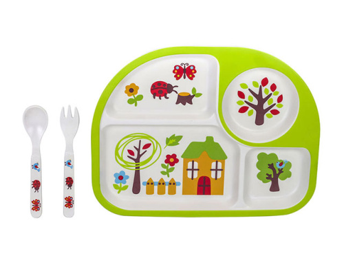 Набор детской бамбуковой посуды для кормления "Домик", 3 предмета