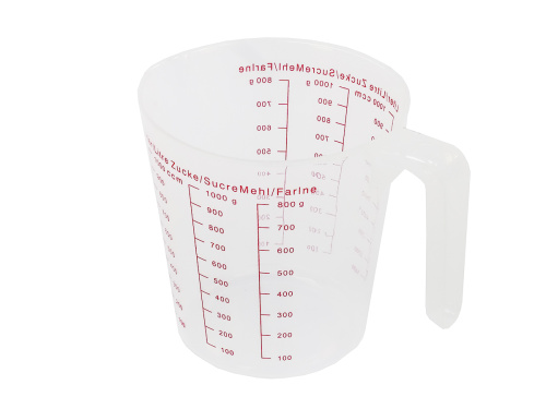 Мерный стакан для сыпучих продуктов с носиком на 1 л, пластиковый