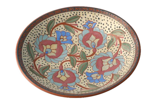 Ляган "Цветы бежевый", керамика, диаметр 28 см