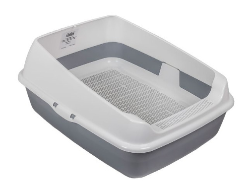 Лоток для кошек с сеткой Альтернатива М8577, (серый), 505х390х235 мм