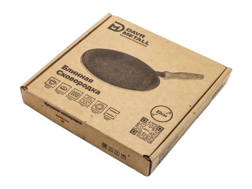 Сковорода чугунная блинная DAVR METALL, 22 см