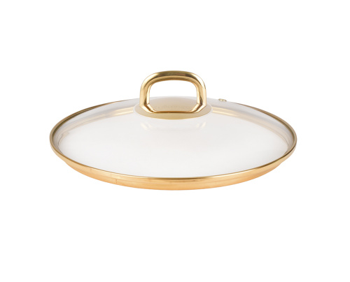Крышка стеклянная 28 см с ободком из нержавеющей стали (золото), Kukmara, с28Т115