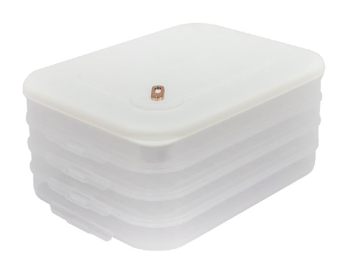 Контейнер с крышкой для хранения и заморозки продуктов на 4 секции, 30х23х14 см, белый