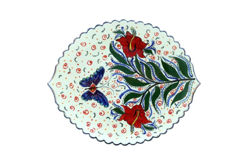 Блюдо Ляган "Риштанская керамика", Бабочка, диаметр 41 см LAG001_3