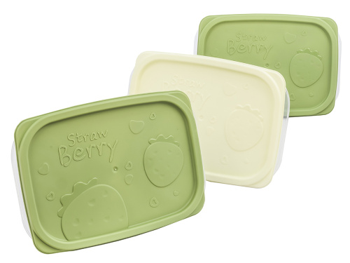 Набор из 3-х пищевых контейнеров с крышкой по 1 л, прямоугольные, Plover