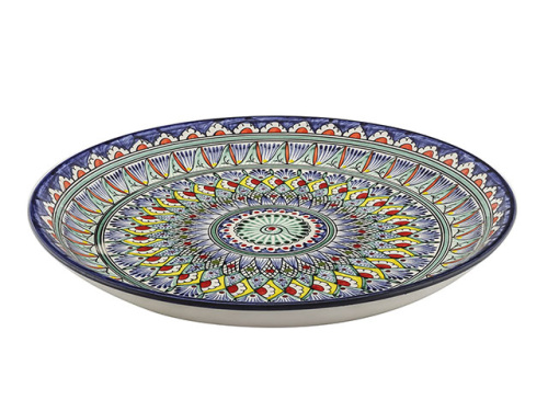 Блюдо Ляган "Риштанская керамика", Синяя мехроб, диаметр 38 см RSN037