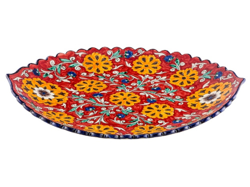 Блюдо Ляган овальный "Риштанская керамика", Коракалам, диаметр 41 см RS33_24