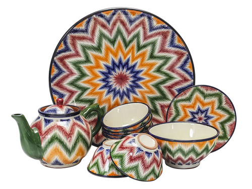 Набор чайный "Риштанская керамика", Атлас №1, 10 предметов