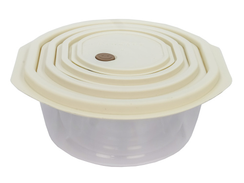 Набор из 4-х пищевых контейнеров с крышкой от 0.2 до 2 л, круглые