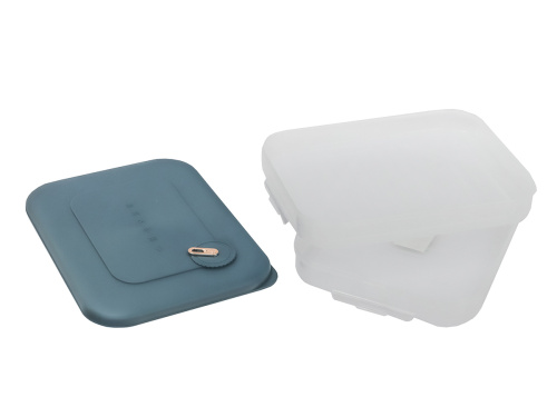 Контейнер с крышкой для хранения и заморозки продуктов на 2 секции, 30х23х8 см, синий