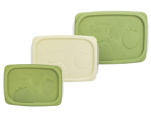 Набор из 3-х пищевых контейнеров с крышкой от 0.3 л до 1.1 л, прямоугольные, Plover