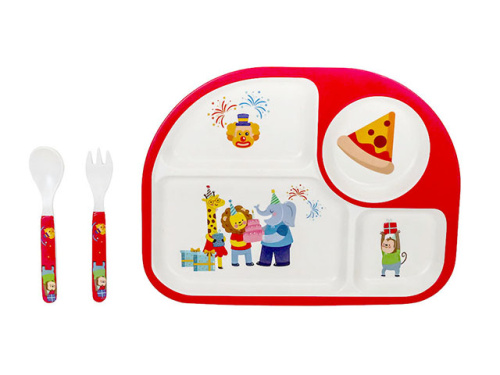 Набор детской бамбуковой посуды для кормления "Вечеринка", 3 предмета