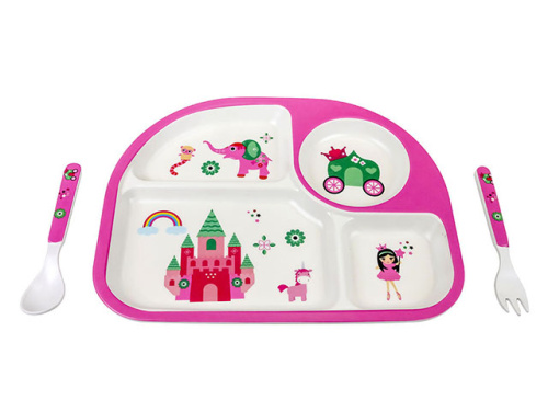 Набор детской бамбуковой посуды для кормления "Принцесса", 3 предмета