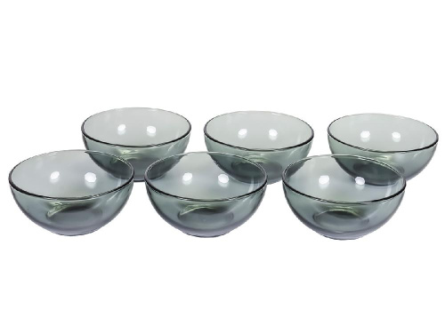 Набор стеклянных салатников (6 шт.), Basilico Grey, 13 см