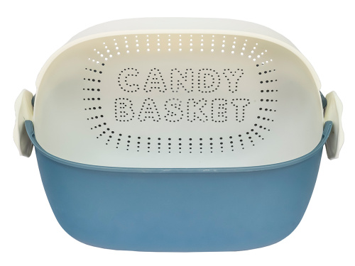 Дуршлаг с миской 2 в 1 овальный, пластиковый, 2.5 л, синий/белый