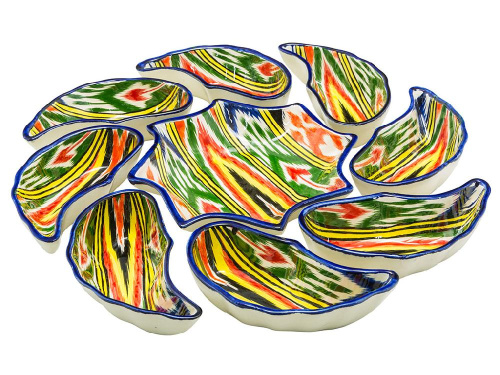 Набор салатников "Риштанская керамика", Атлас, 9 предметов