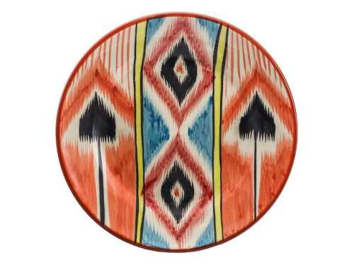 Тарелка Плоская "Риштанская керамика", оранжевая, Ø 23 см