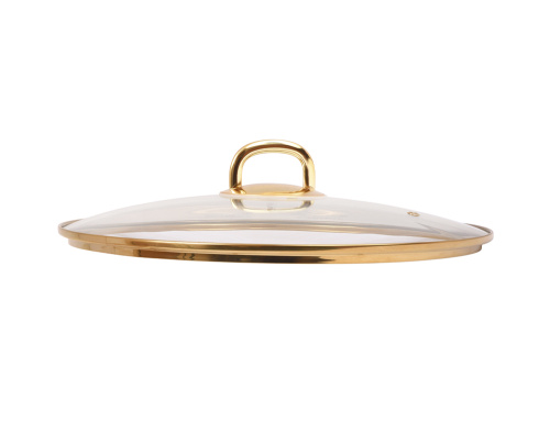Крышка стеклянная 28 см с ободком из нержавеющей стали (золото), Kukmara, с28Т115