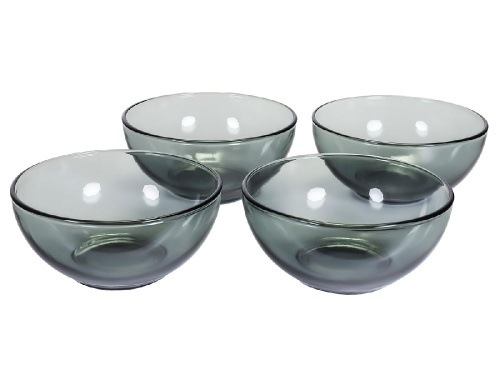Набор стеклянных салатников (4 шт.), Basilico Grey, 13 см
