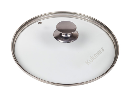 Стеклянная крышка 24 см с ручкой из нержавеющей стали, Kukmara, с24т112