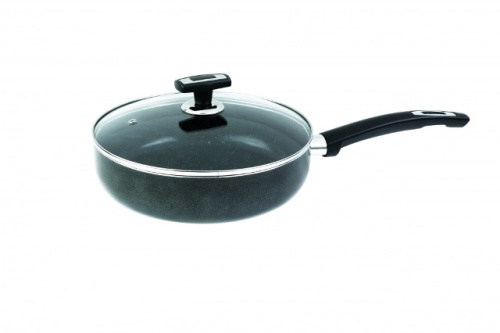 Сотейник с АП со стеклянной крышкой Калитва Black Stone, 24 см