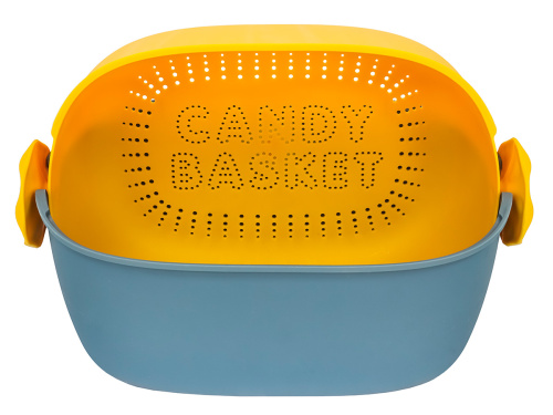 Дуршлаг с миской 2 в 1 овальный, пластиковый, 2.5 л, синий/желтый
