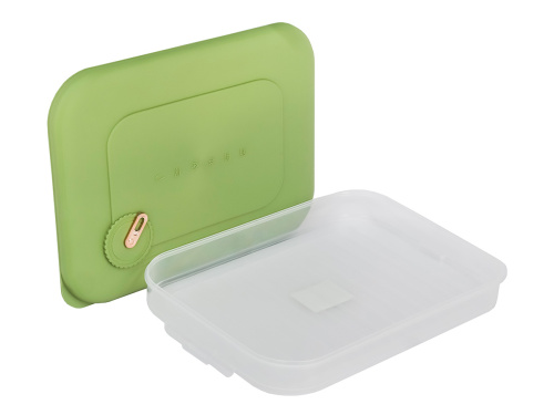 Контейнер с крышкой для хранения и заморозки продуктов на 1 секцию, 30х23х5 см, зеленый