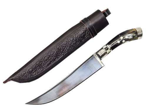 Нож, средний, охотничий, рукоять: рог быка