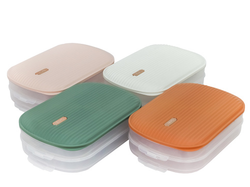 Контейнер с крышкой для хранения и заморозки продуктов на 2 секции, 32х22х9 см, оранжевый