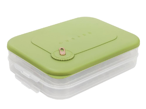 Контейнер с крышкой для хранения и заморозки продуктов на 2 секции, 30х23х8 см, зеленый