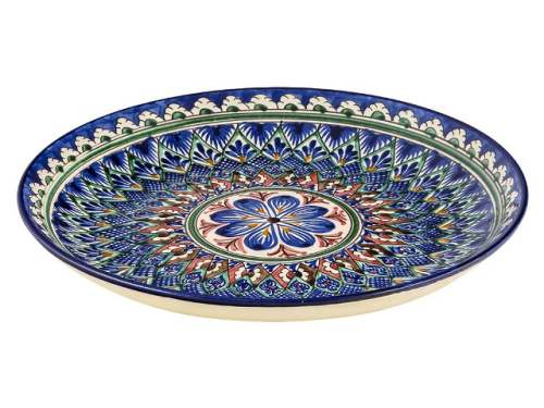 Блюдо Ляган "Риштанская керамика", Синяя мехроб, диаметр 28 см RS9_12 RS9_12 