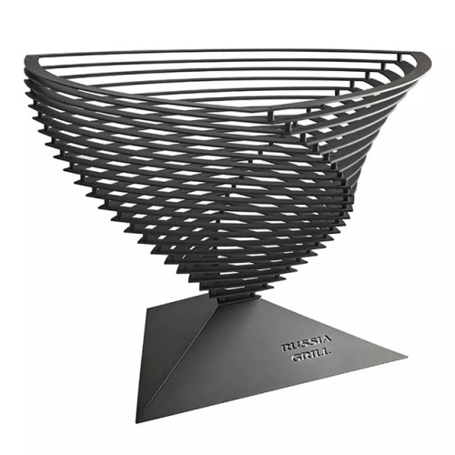 Костровая чаша,  Очаг - 7, спиральной формы из горизонтальных стальных ламелей, Russia Grill