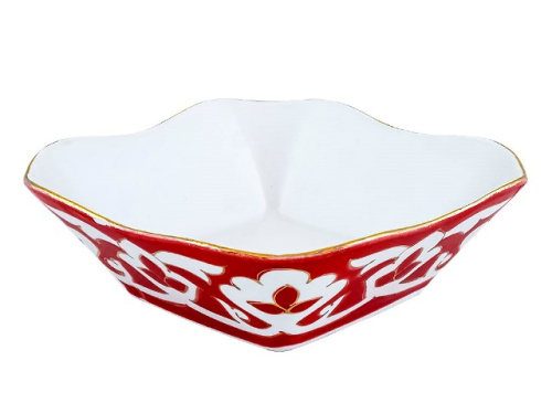 Салатница Красная Пахта, Turon Porcelain, с золотом, Ø 14 см