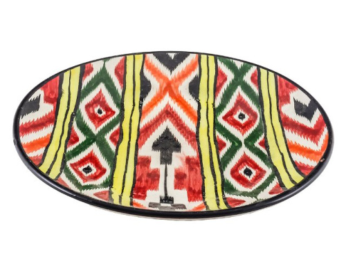 Тарелка Плоская "Риштанская керамика", красная, Ø 23 см