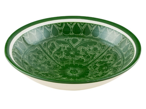 Блюдо Ляган "Риштанская керамика", Зеленый, Ø 24 см