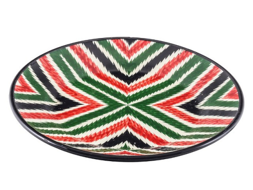 Тарелка Плоская "Риштанская керамика", красн.зел, Ø 23 см