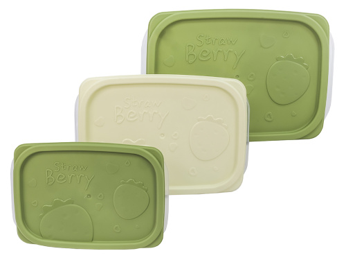 Набор из 3-х пищевых контейнеров с крышкой от 0.5 л до 2 л, прямоугольные, Plover