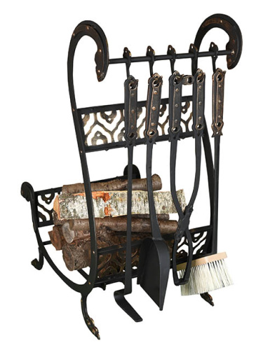 Набор каминный с приборами Лебедь с дровницей