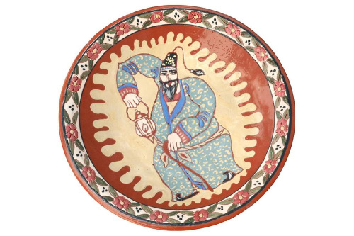 Ляган "Мужчина с фонарём", керамика, диаметр 28 см