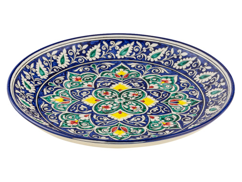 Ляган "Риштан", ручная работа, синий, диаметр 32 см