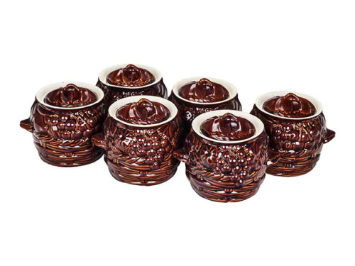 Горшок для запекания "Славянская Керамика", Виноград, 0.6 л, 6 шт