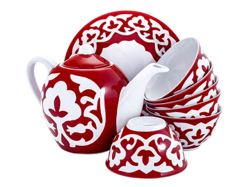 !Чайный сервиз Красная Пахта, Turon porcelain, 8 предметов