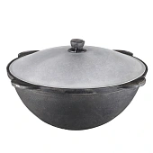 Казан чугунный DAVR METALL с крышкой, круглое дно, 12 л