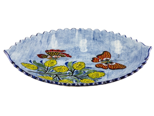 Блюдо Ляган "Риштанская керамика", Бабочка, Узбекистан, диаметр 41