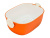 Дуршлаг с миской 2 в 1 овальный, пластиковый, 2.5 л, оранжевый/белый