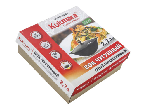 Казан-вок чугунный 3.5 л с алюминиевой крышкой Kukmara, вч35